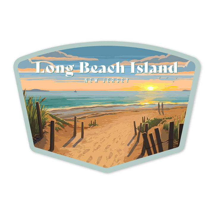 Long Beach Island, New Jersey, Painterly, Sand Soul Sun, Beach Path, Contour, Vinyl Sticker Sticker Lantern Press 