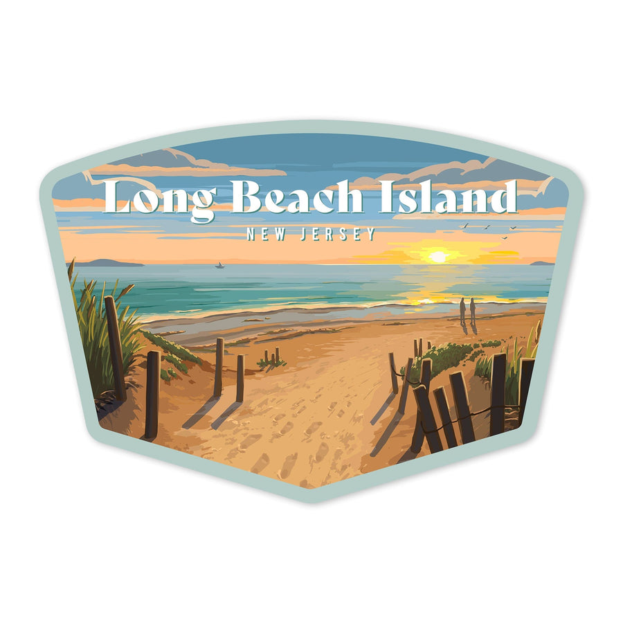 Long Beach Island, New Jersey, Painterly, Sand Soul Sun, Beach Path, Contour, Vinyl Sticker Sticker Lantern Press 