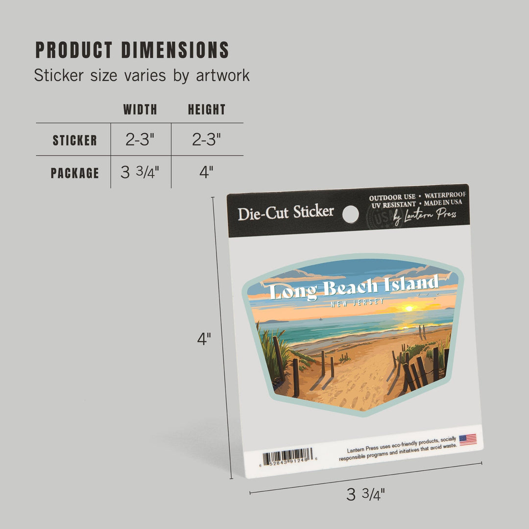 Long Beach Island, New Jersey, Painterly, Sand Soul Sun, Beach Path, Contour, Vinyl Sticker Sticker Lantern Press 
