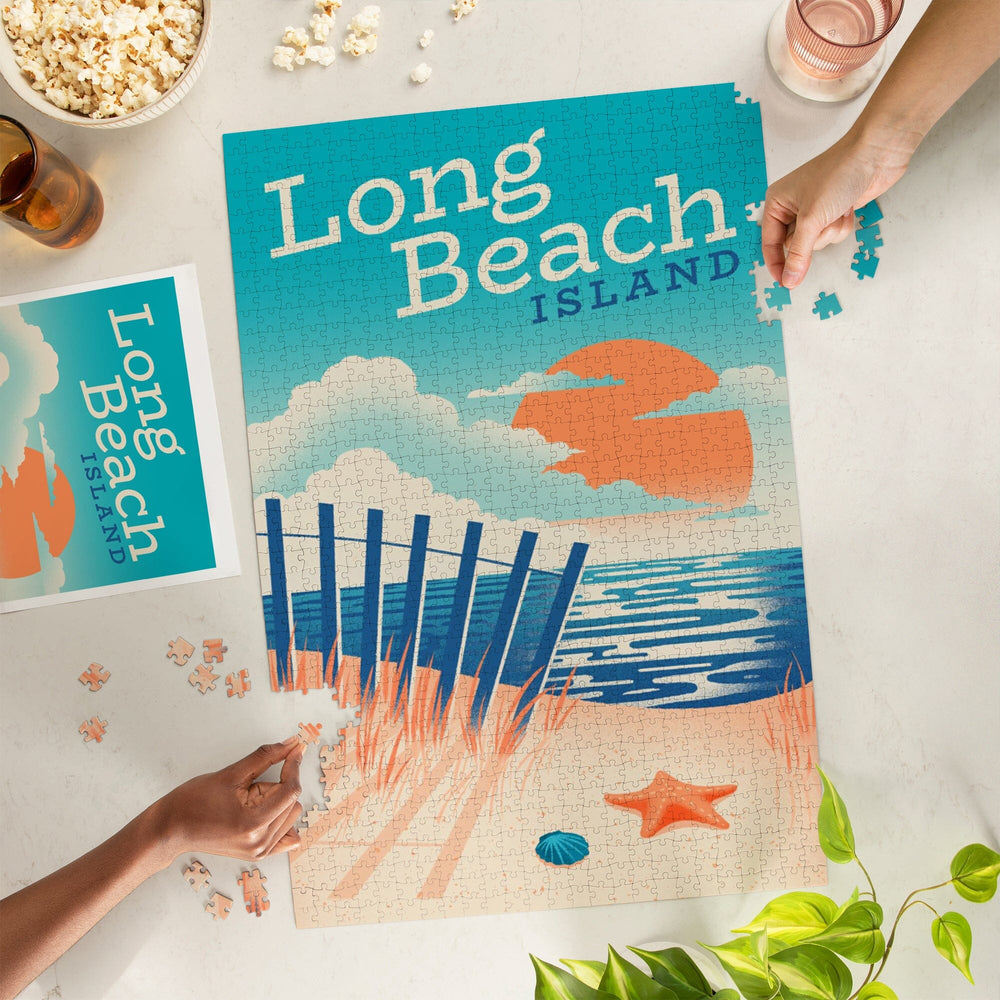 Long Beach Island, New Jersey, Sun-faded Shoreline Collection, Glowing Shore, Beach Scene, Jigsaw Puzzle Puzzle Lantern Press 