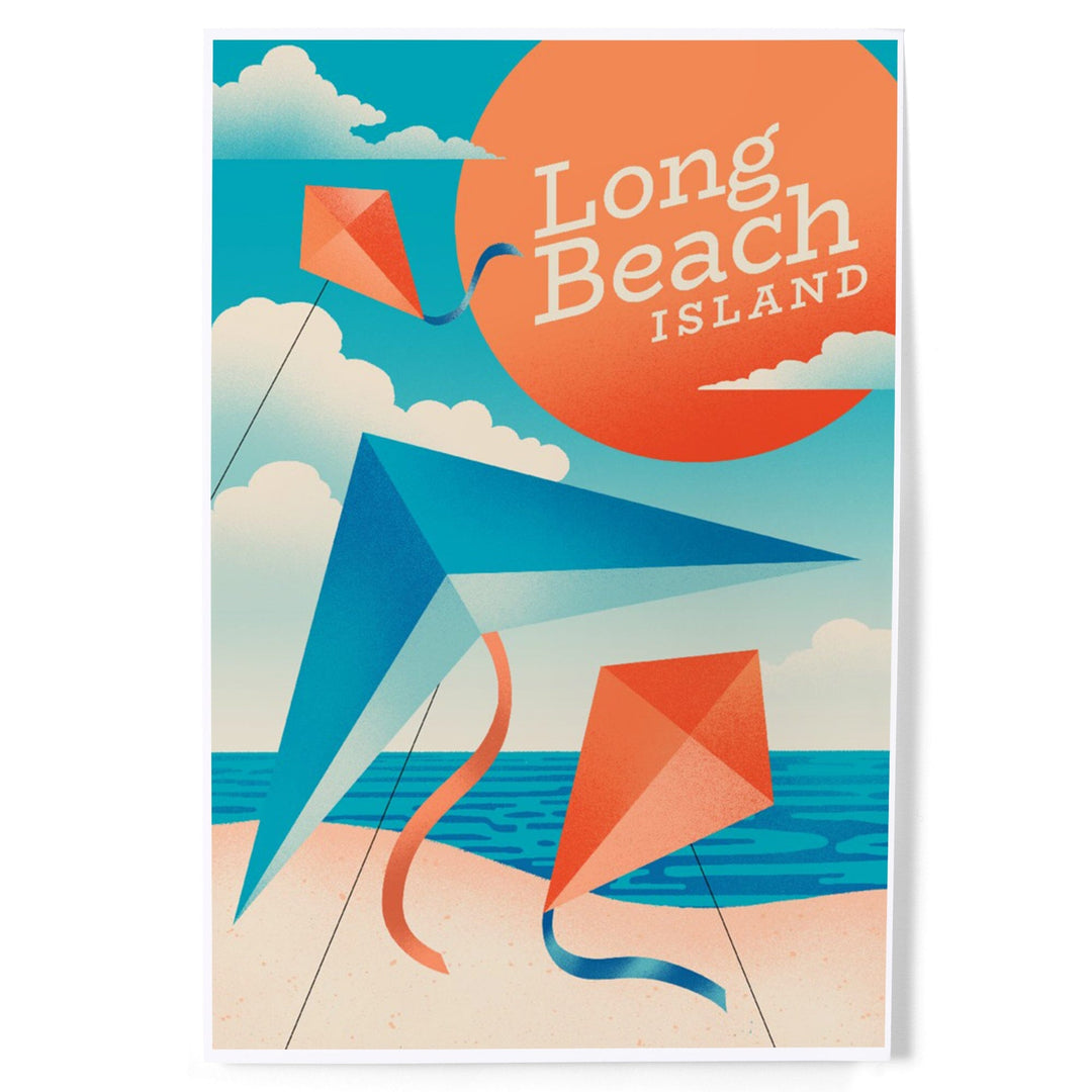 Long Beach Island, New Jersey, Sun-faded Shoreline Collection, Kites on Beach, Art & Giclee Prints Art Lantern Press 