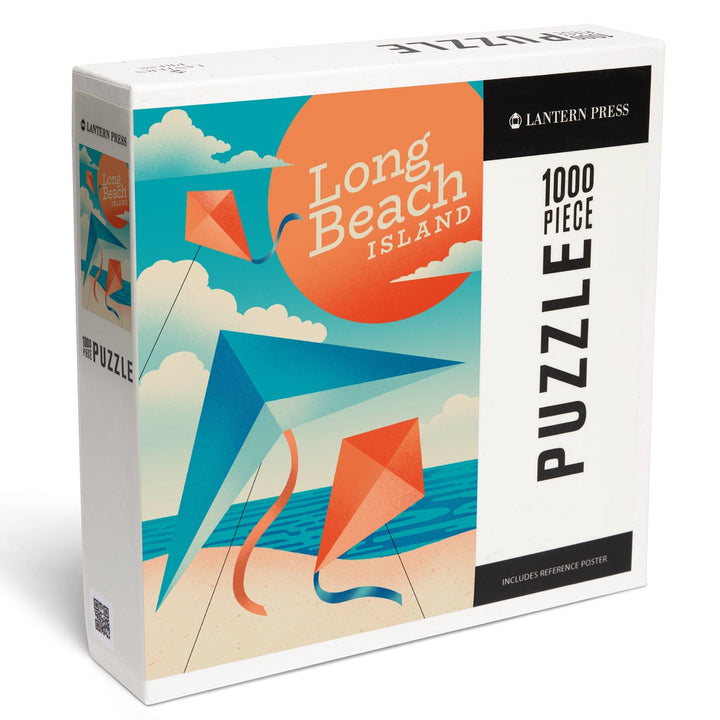 Long Beach Island, New Jersey, Sun-faded Shoreline Collection, Kites on Beach, Jigsaw Puzzle Puzzle Lantern Press 