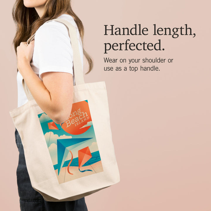 Long Beach Island, New Jersey, Sun-faded Shoreline Collection, Kites on Beach, Tote Bag Totes Lantern Press 