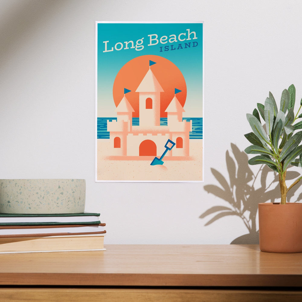 Long Beach Island, New Jersey, Sun-faded Shoreline Collection, Sand Castle on Beach, Art & Giclee Prints Art Lantern Press 