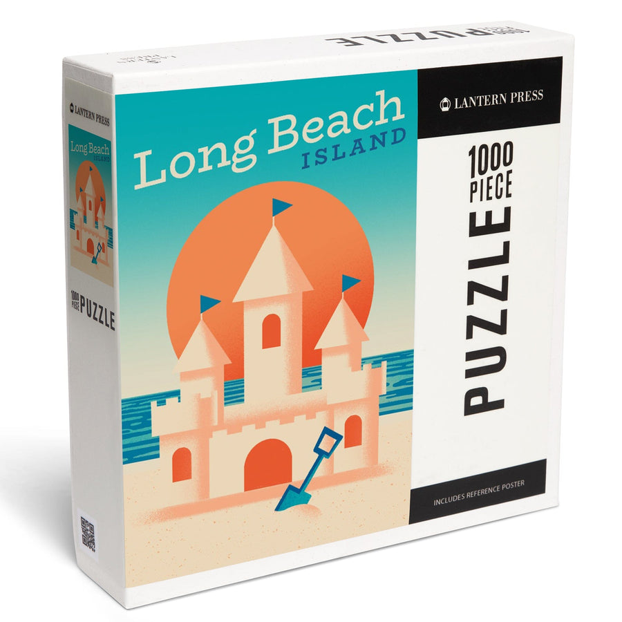 Long Beach Island, New Jersey, Sun-faded Shoreline Collection, Sand Castle on Beach, Jigsaw Puzzle Puzzle Lantern Press 