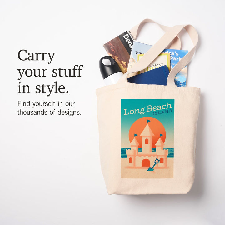 Long Beach Island, New Jersey, Sun-faded Shoreline Collection, Sand Castle on Beach, Tote Bag - Lantern Press