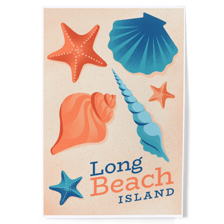 Long Beach Island, New Jersey, Sun-faded Shoreline Collection, Shells on Beach, Art & Giclee Prints Art Lantern Press 