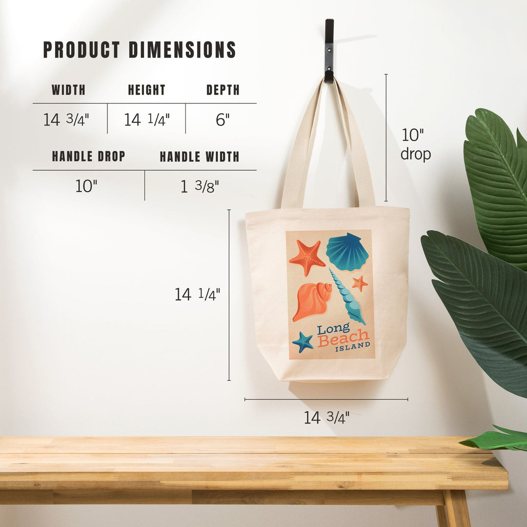 Long Beach Island, New Jersey, Sun-faded Shoreline Collection, Shells on Beach, Tote Bag Totes Lantern Press 