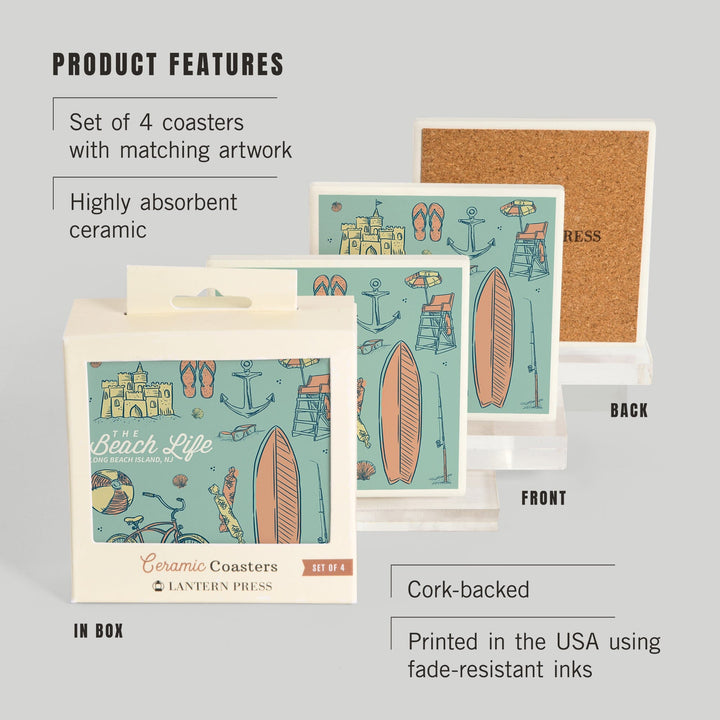 Long Beach Island, New Jersey, The Beach Life, Coasters Coasters Lantern Press 