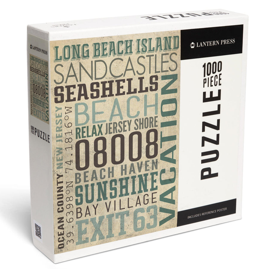 Long Beach Island, New Jersey, Typography (#2), Jigsaw Puzzle Puzzle Lantern Press 