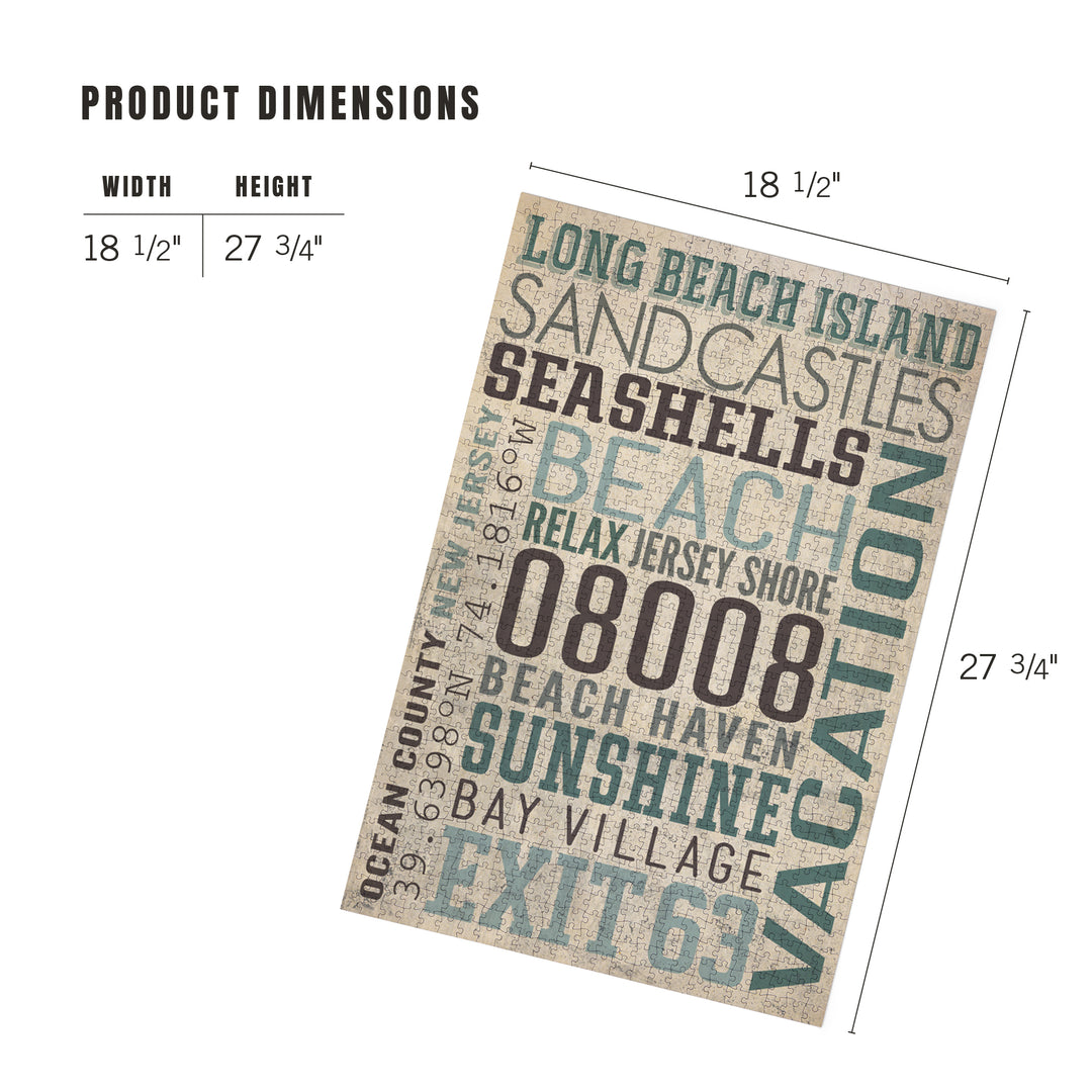 Long Beach Island, New Jersey, Typography (#2), Jigsaw Puzzle Puzzle Lantern Press 
