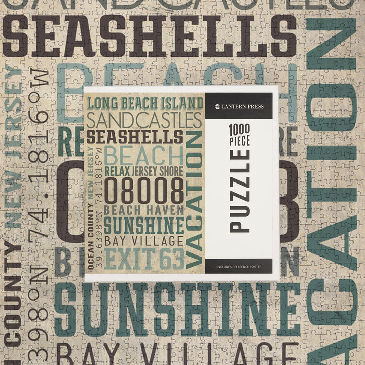 Long Beach Island, New Jersey, Typography (#2), Jigsaw Puzzle Puzzle Lantern Press 