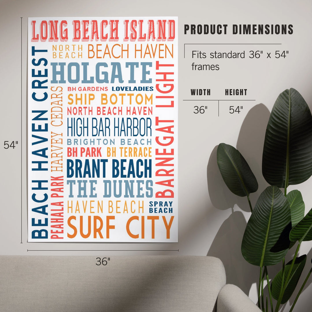 Long Beach Island, New Jersey, Typography (white), Art & Giclee Prints Art Lantern Press 