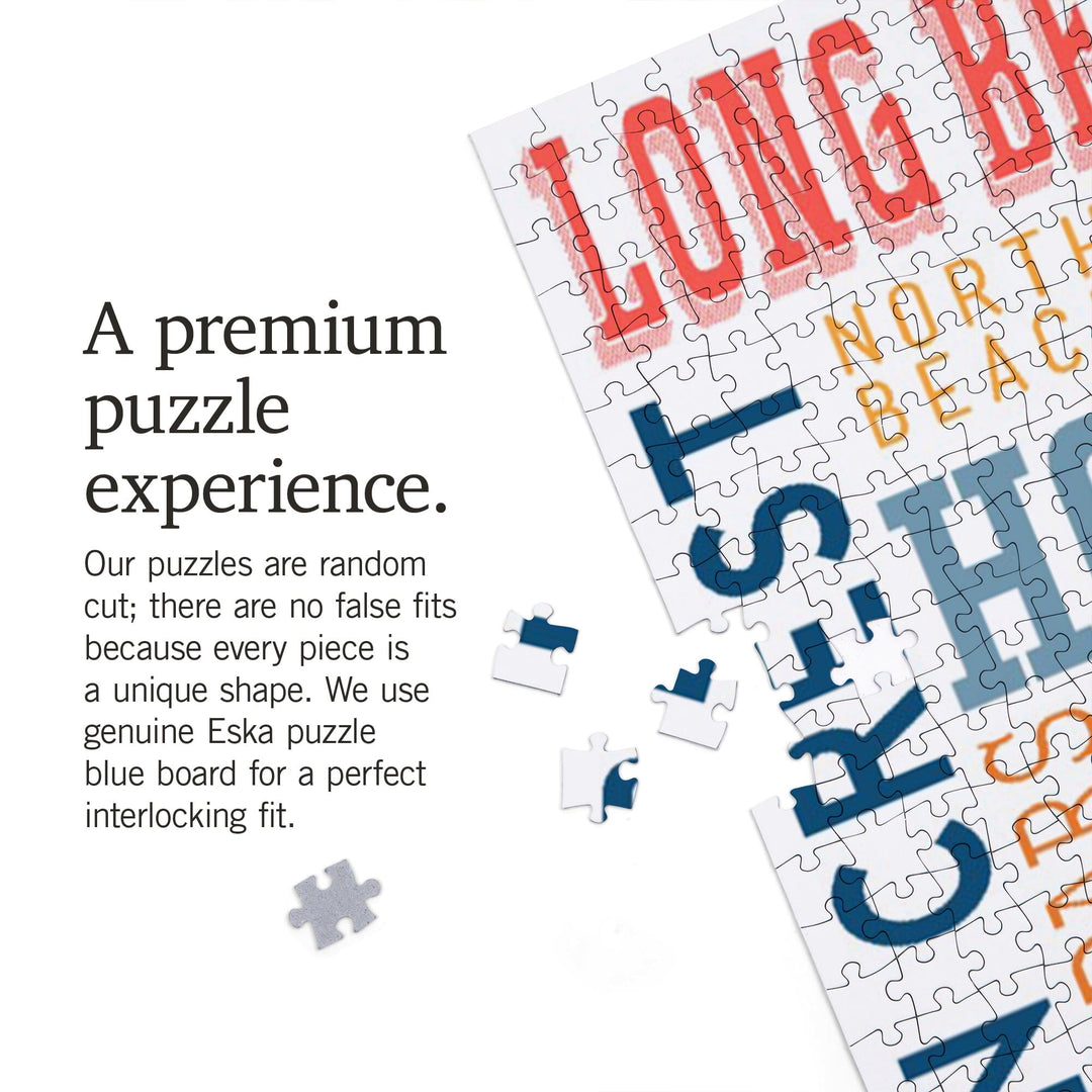 Long Beach Island, New Jersey, Typography (white), Jigsaw Puzzle Puzzle Lantern Press 