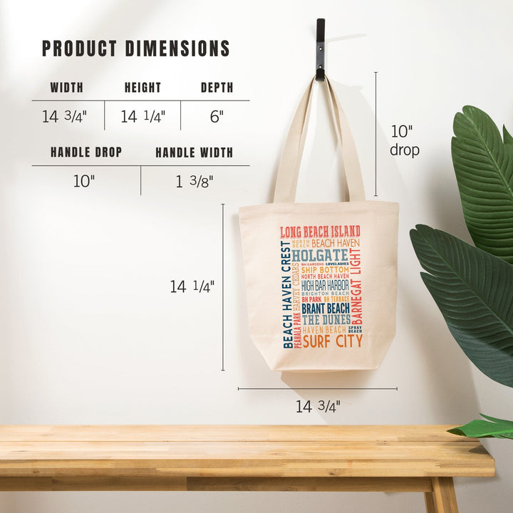 Long Beach Island, New Jersey, Typography (white), Tote Bag Totes Lantern Press 