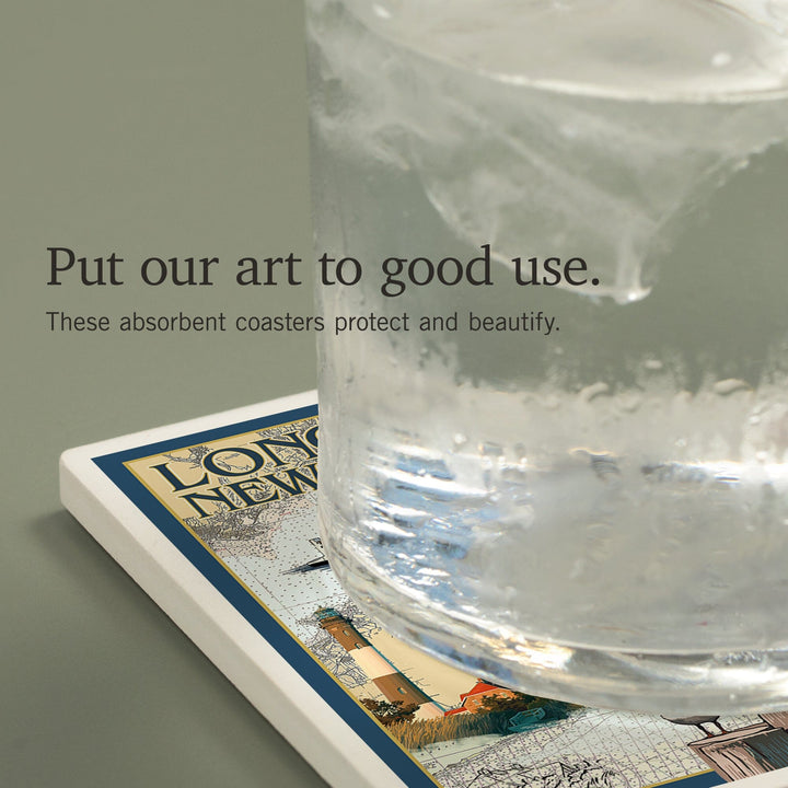Long Island, New York, Nautical Chart, Coasters Coasters Lantern Press 