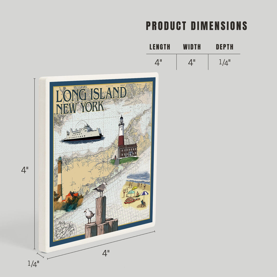 Long Island, New York, Nautical Chart, Coasters Coasters Lantern Press 