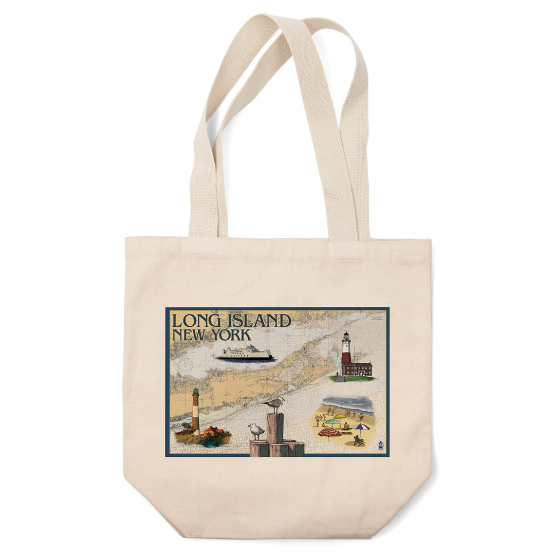 Long Island, New York, Nautical Chart, Tote Bag Totes Lantern Press 