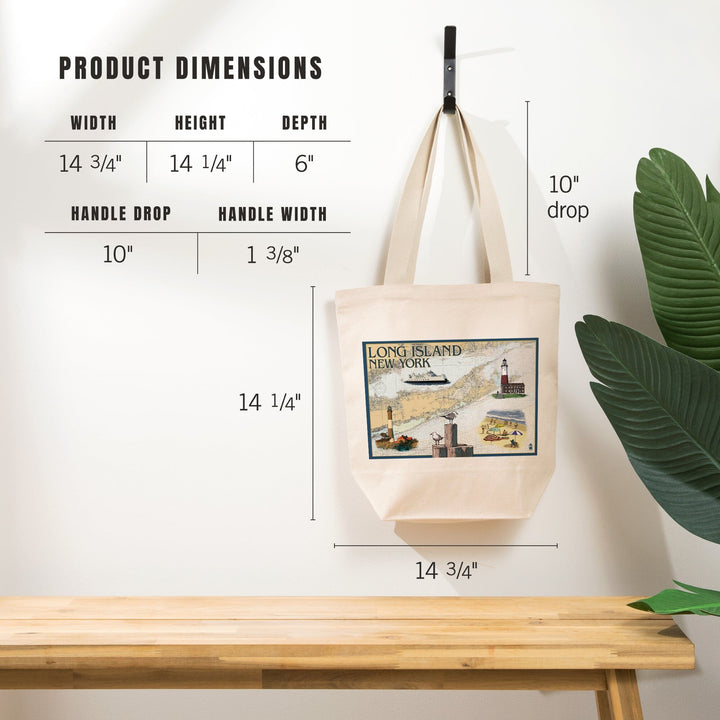 Long Island, New York, Nautical Chart, Tote Bag Totes Lantern Press 