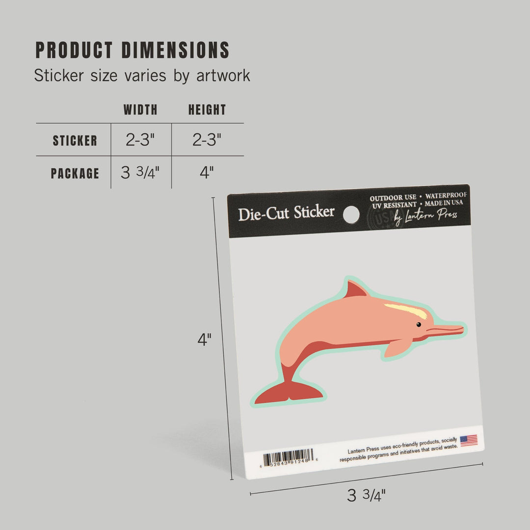 Long Nose Dolphin, Geometric, Contour, Lantern Press Artwork, Vinyl Sticker Sticker Lantern Press 