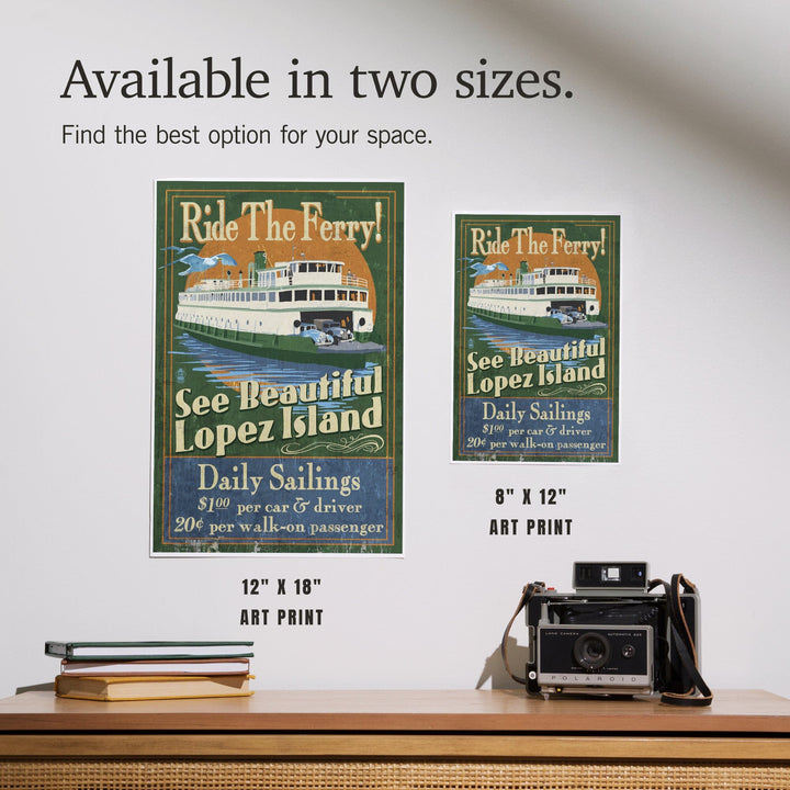 Lopez Island, Washington, Ferry Ride Vintage Sign, Art & Giclee Prints Art Lantern Press 