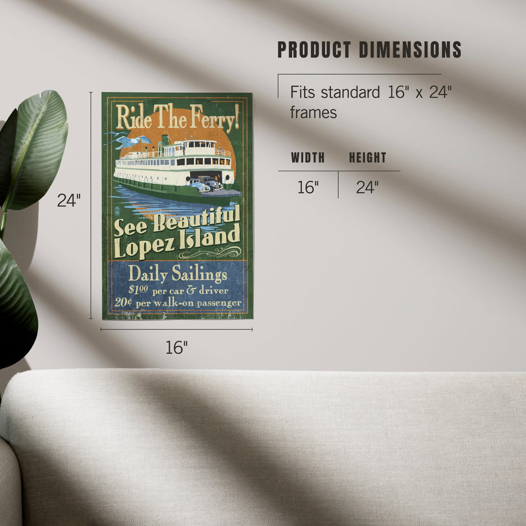 Lopez Island, Washington, Ferry Ride Vintage Sign, Art & Giclee Prints Art Lantern Press 