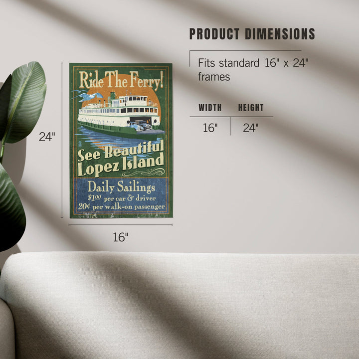 Lopez Island, Washington, Ferry Ride Vintage Sign, Art & Giclee Prints Art Lantern Press 
