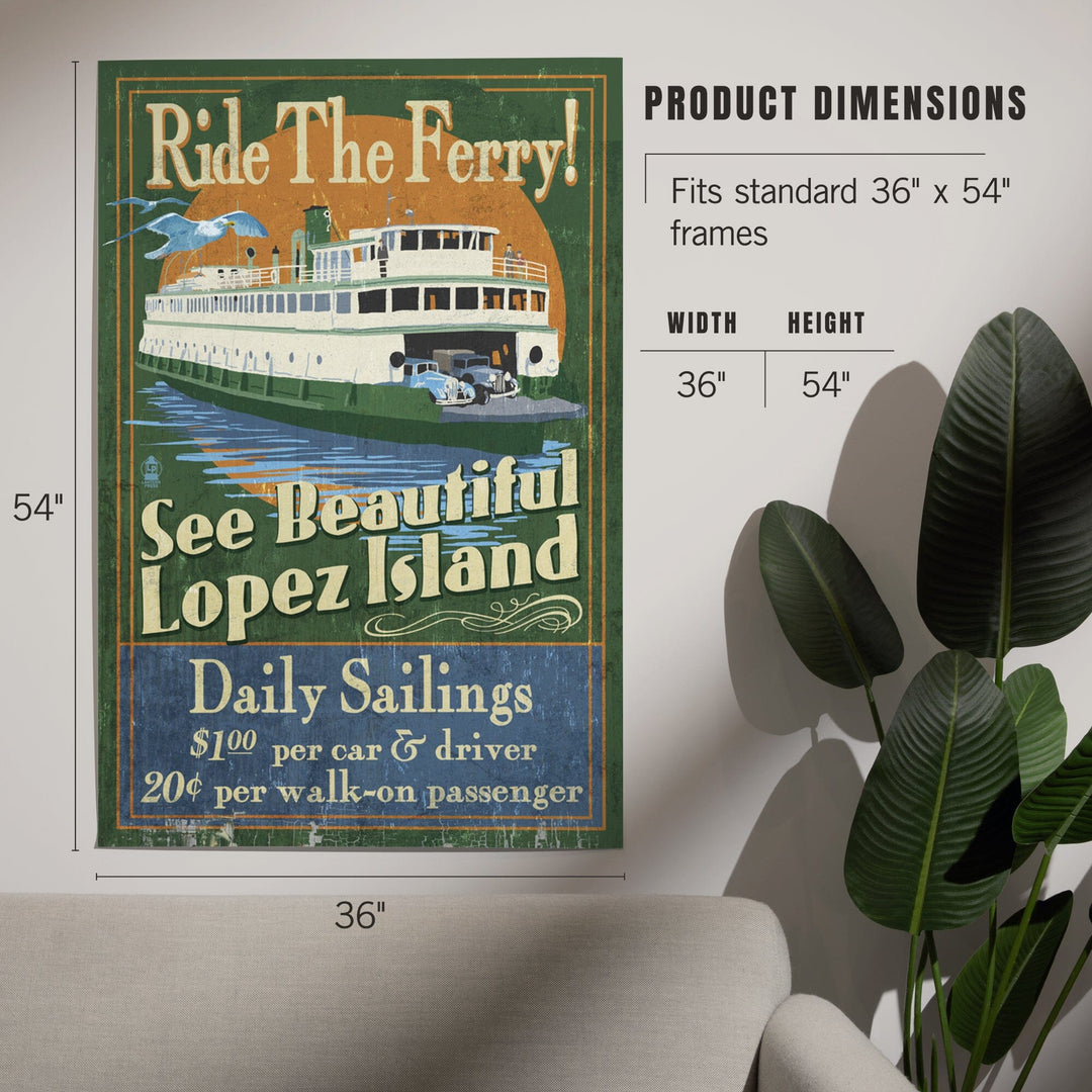 Lopez Island, Washington, Ferry Ride Vintage Sign, Art & Giclee Prints Art Lantern Press 