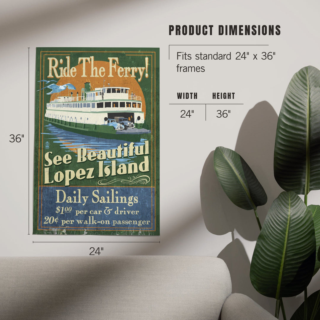 Lopez Island, Washington, Ferry Ride Vintage Sign, Art & Giclee Prints Art Lantern Press 