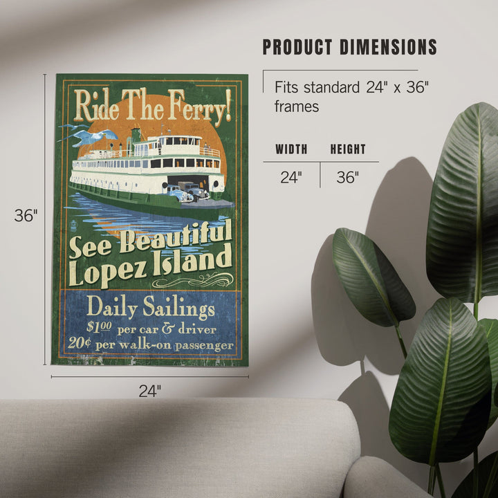 Lopez Island, Washington, Ferry Ride Vintage Sign, Art & Giclee Prints Art Lantern Press 