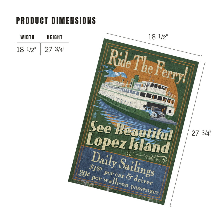 Lopez Island, Washington, Ferry Ride Vintage Sign, Jigsaw Puzzle Puzzle Lantern Press 