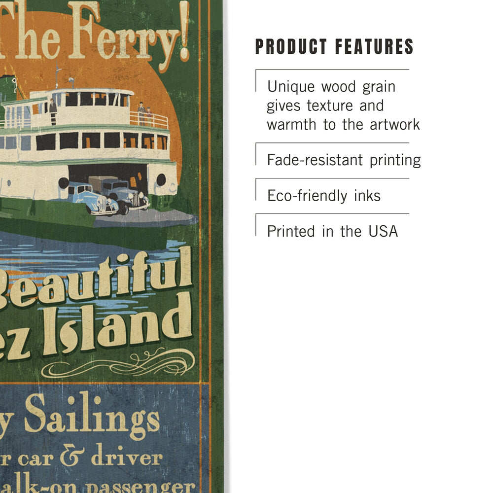 Lopez Island, Washington, Ferry Ride Vintage Sign, Wood Signs and Postcards Wood Lantern Press 