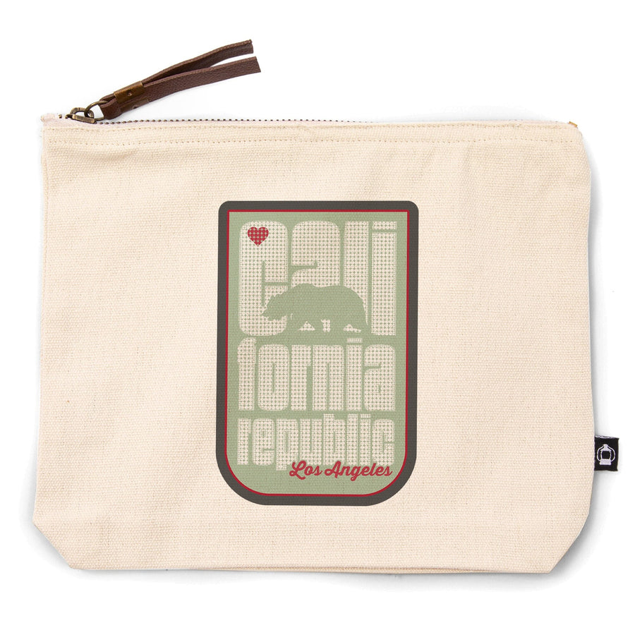 Los Angeles, California, California Republic, Dot Art and Bear, Organic Cotton Zipper Pouch, Go Bag Go Bag Lantern Press 