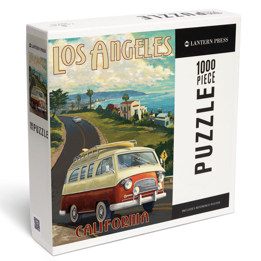 Los Angeles, California, Camper Van, Jigsaw Puzzle Puzzle Lantern Press 