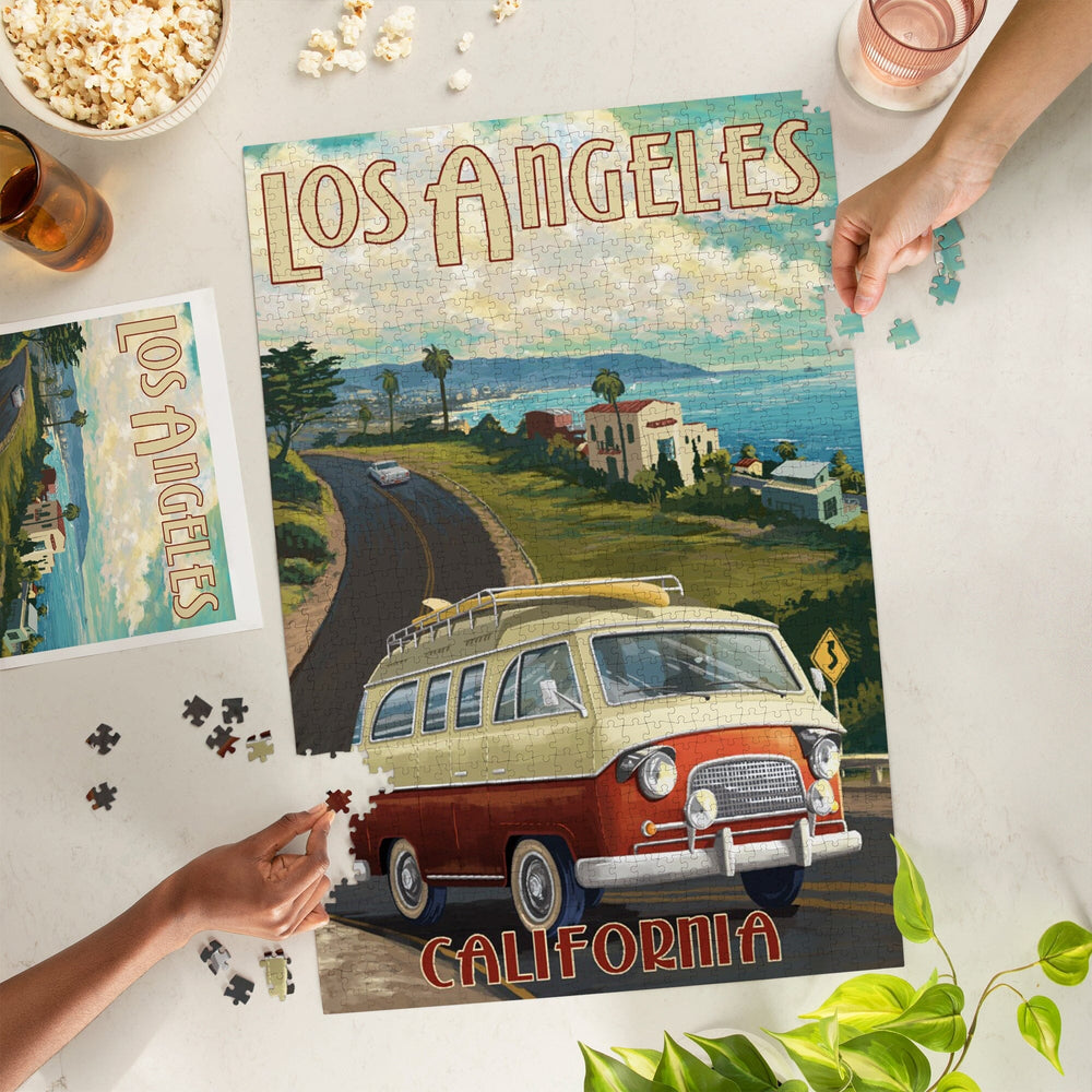 Los Angeles, California, Camper Van, Jigsaw Puzzle Puzzle Lantern Press 