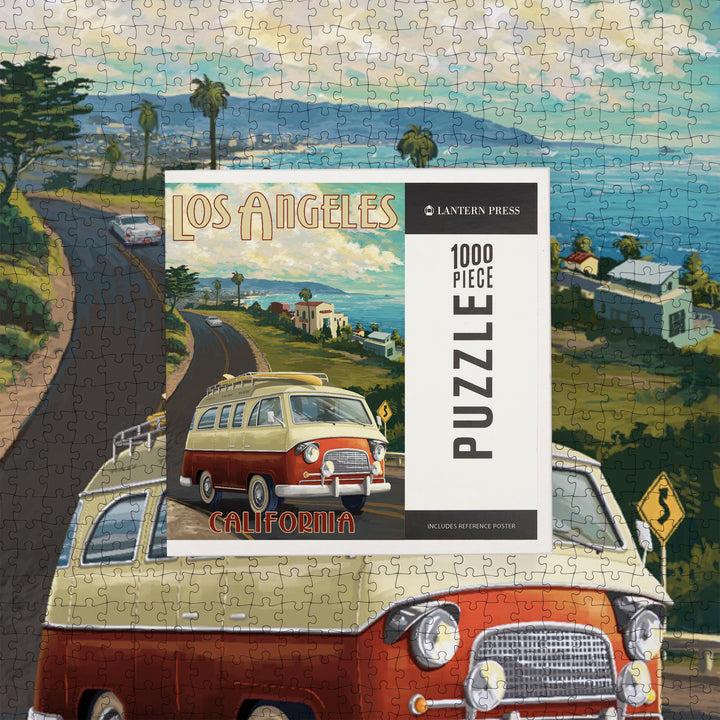 Los Angeles, California, Camper Van, Jigsaw Puzzle Puzzle Lantern Press 