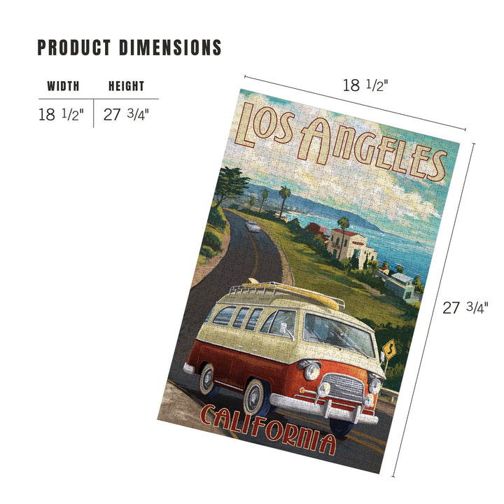 Los Angeles, California, Camper Van, Jigsaw Puzzle Puzzle Lantern Press 