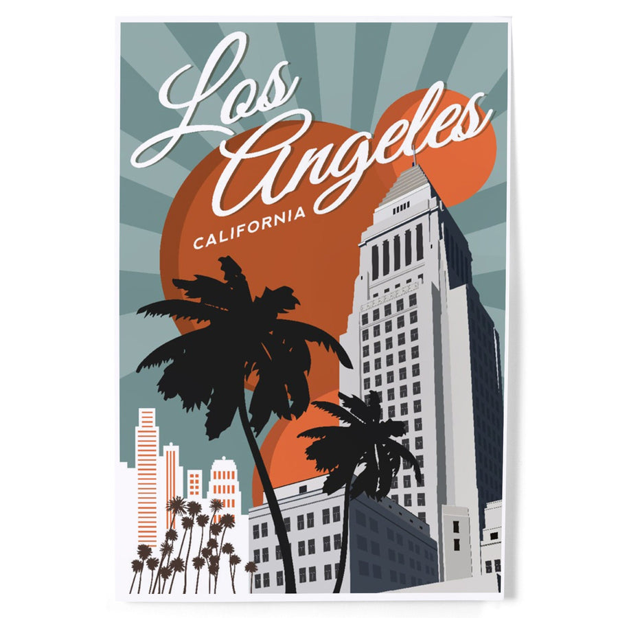 Los Angeles, California, City Hall, Art & Giclee Prints Art Lantern Press 