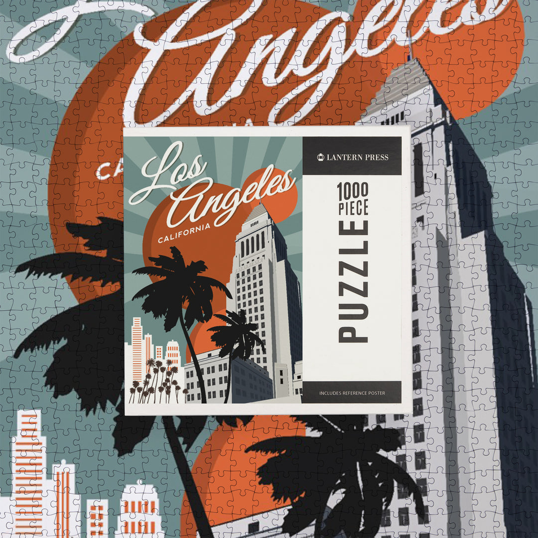 Los Angeles, California, City Hall, Jigsaw Puzzle Puzzle Lantern Press 