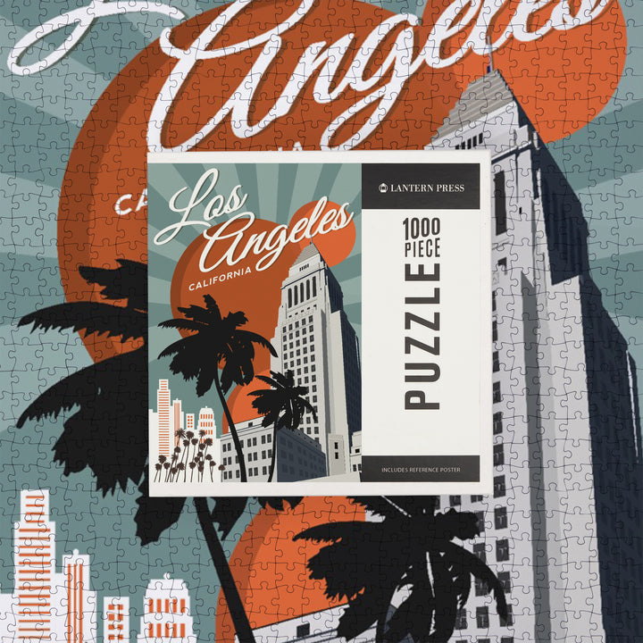Los Angeles, California, City Hall, Jigsaw Puzzle Puzzle Lantern Press 