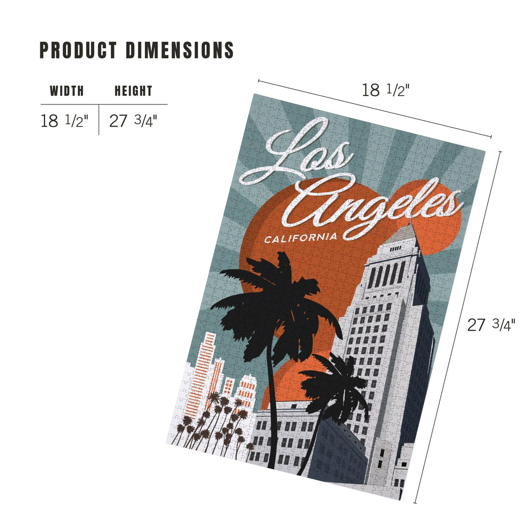 Los Angeles, California, City Hall, Jigsaw Puzzle Puzzle Lantern Press 