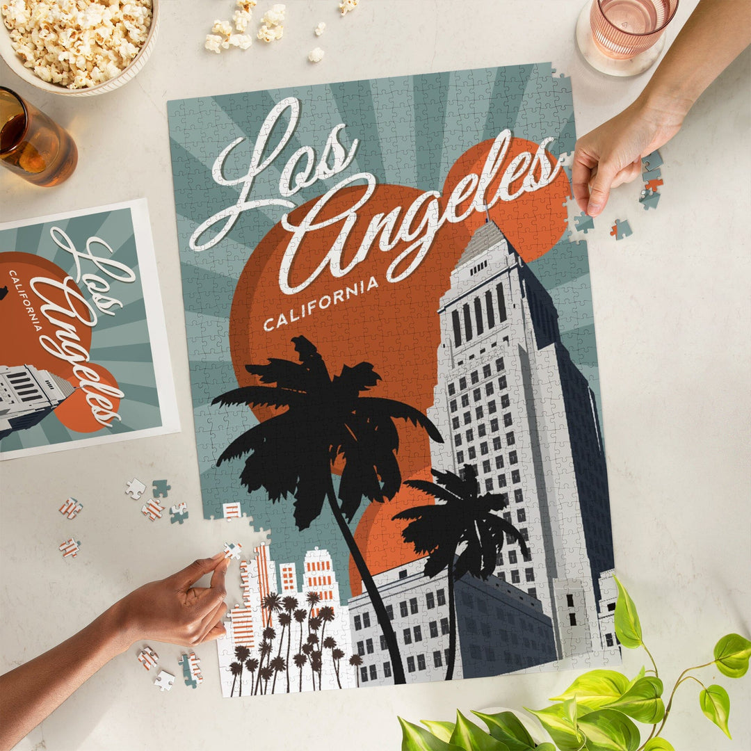 Los Angeles, California, City Hall, Jigsaw Puzzle Puzzle Lantern Press 