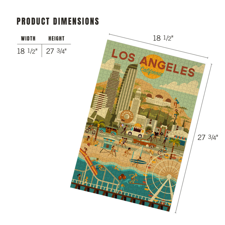 Los Angeles, California, City of Angels, Geometric City Series, Jigsaw Puzzle Puzzle Lantern Press 