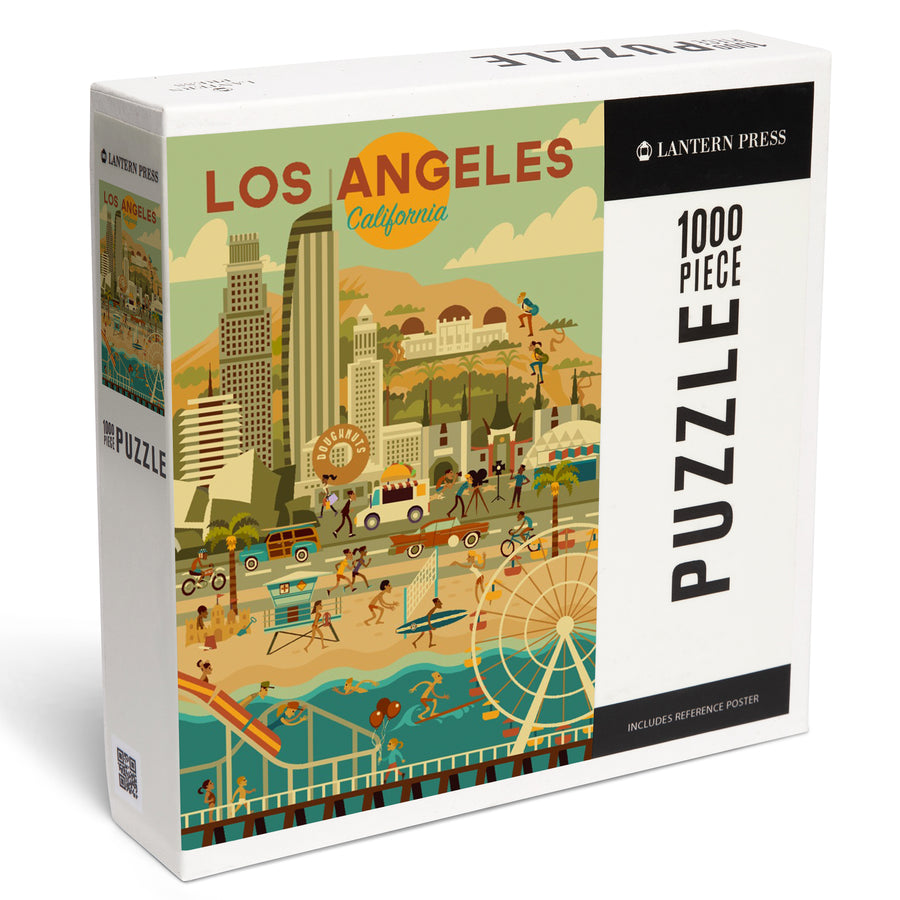 Los Angeles, California, City of Angels, Geometric City Series, Jigsaw Puzzle Puzzle Lantern Press 