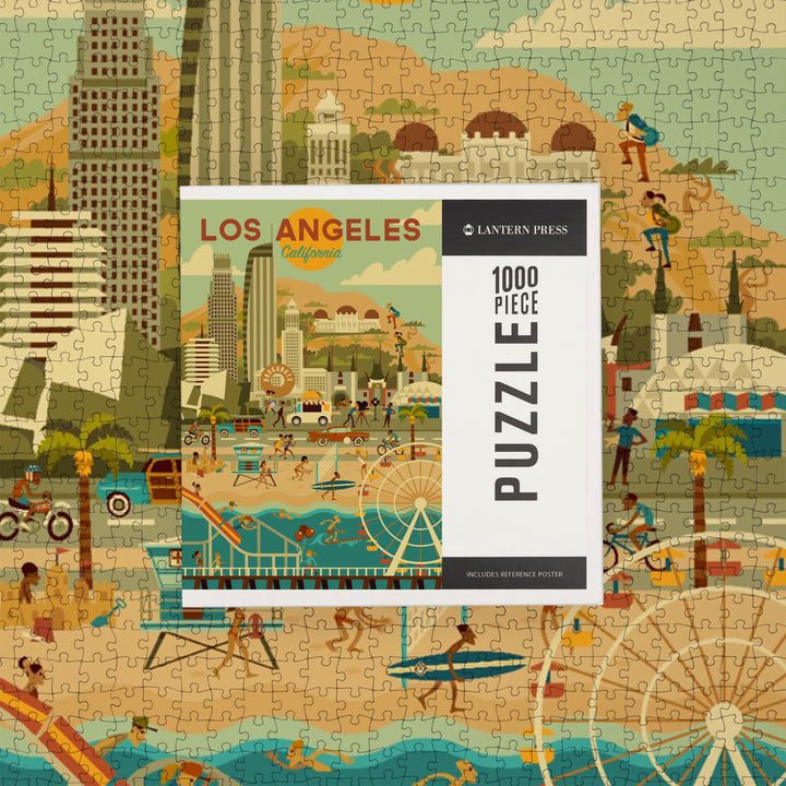 Los Angeles, California, City of Angels, Geometric City Series, Jigsaw Puzzle Puzzle Lantern Press 