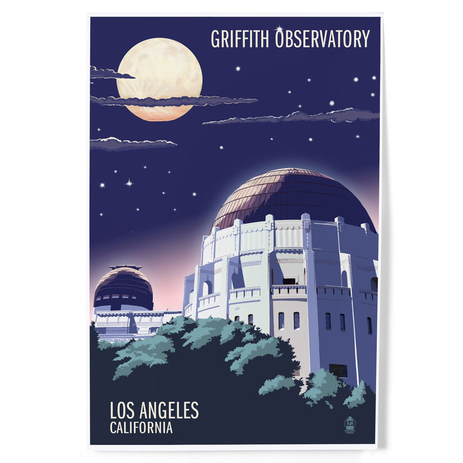 Los Angeles, California, Griffith Observatory at Night, Art & Giclee Prints Art Lantern Press 