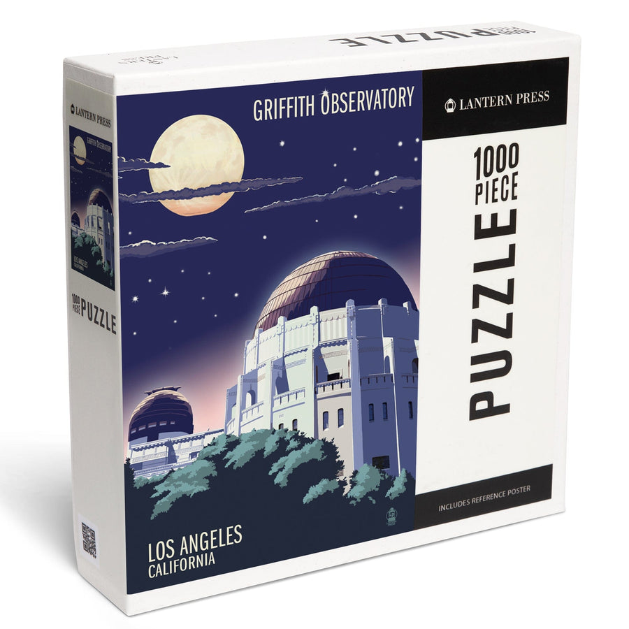 Los Angeles, California, Griffith Observatory at Night, Jigsaw Puzzle Puzzle Lantern Press 