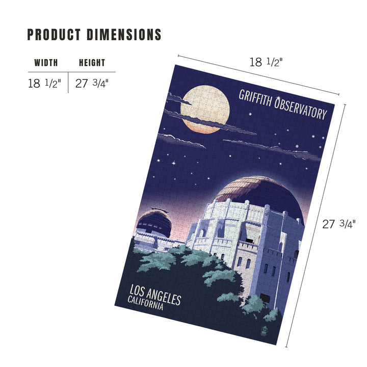 Los Angeles, California, Griffith Observatory at Night, Jigsaw Puzzle Puzzle Lantern Press 