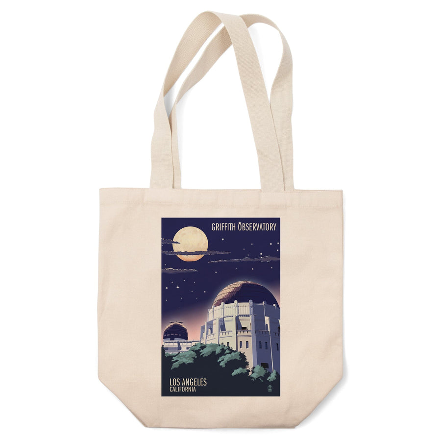 Los Angeles, California, Griffith Observatory at Night, Lantern Press Artwork, Tote Bag Totes Lantern Press 
