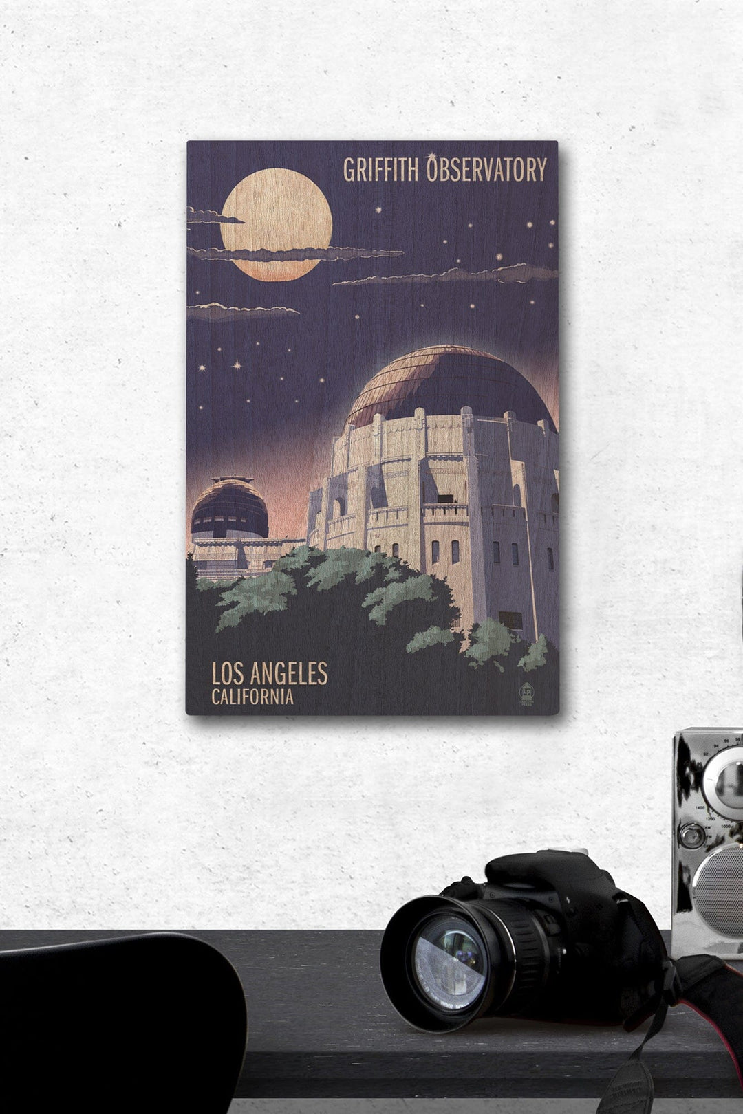 Los Angeles, California, Griffith Observatory at Night, Lantern Press Artwork, Wood Signs and Postcards Wood Lantern Press 12 x 18 Wood Gallery Print 